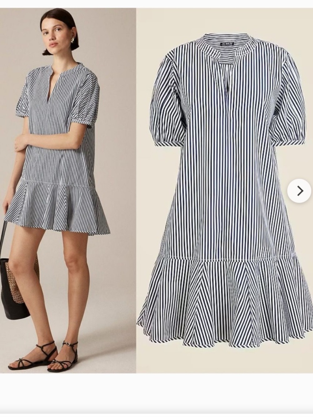 J. Crew Delilah Dress in Striped Cotton Poplin